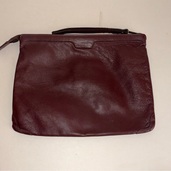 Vintage Phillippe Burgundy Leather Zip Top Wristlet Clutch Handbag Purse - Picture 8 of 9